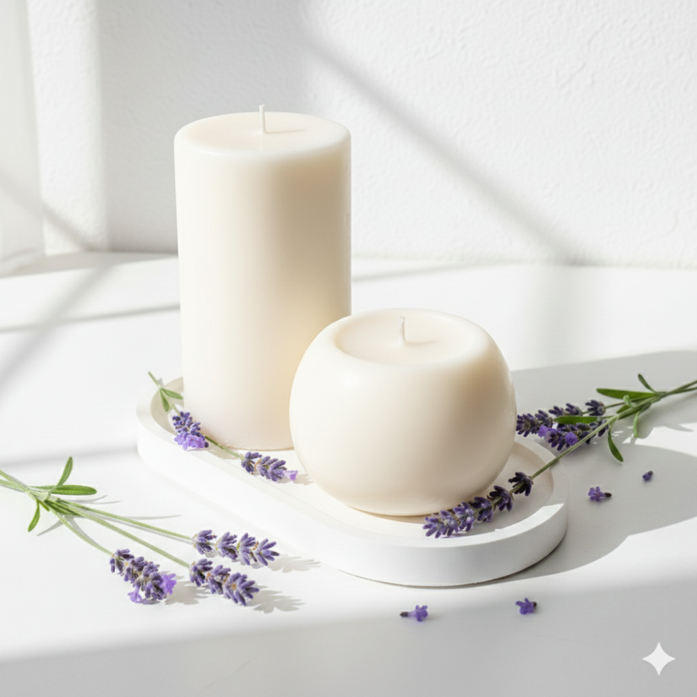 Paplāte un 2 sveces, dažādi aromāti (K3W)